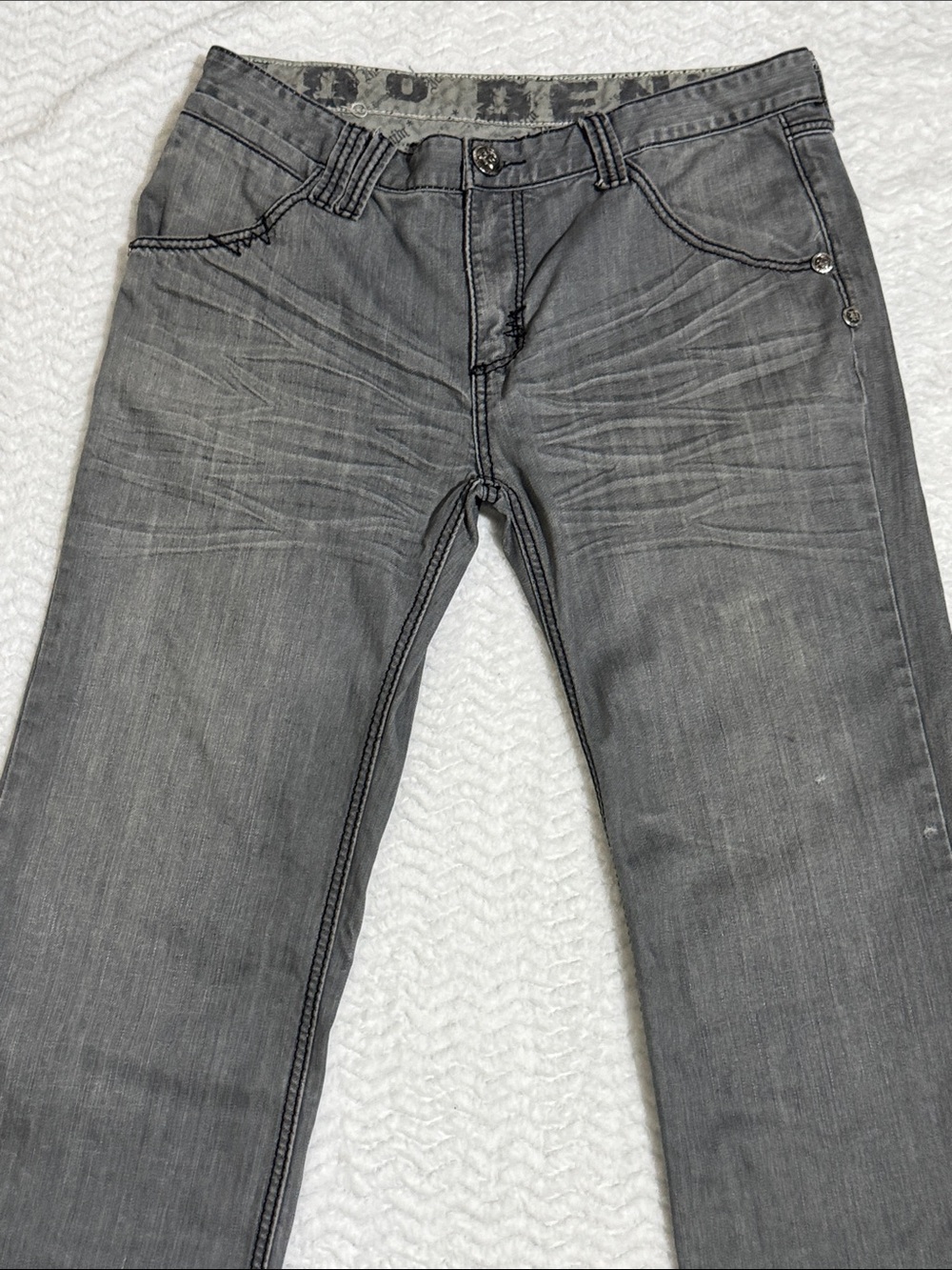 Do Denim Gray Y2K Skater Rocker Jeans Size 36/33 - Picture 7 of 14